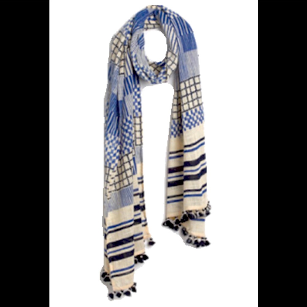 Madewell Indigo patchwork scarf